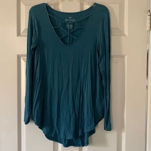 American Eagle teal soft and sexy tee